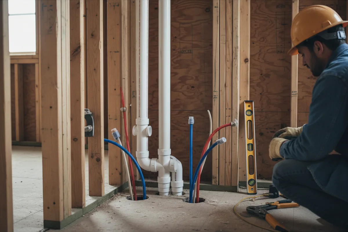 Drain and supply rough-in during Drain Cleaning in Fillmore